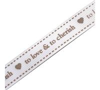 Ribbon for Weddings (16mm White to Love & to Cherish, 1 metre)