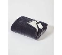 Luxury Electric Heated Throw Large Sherpa Fleece Grey Over Blanket Single Double