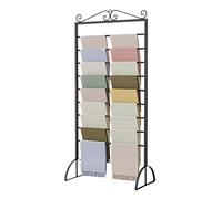 Ribbon Holder Organizer Display Stand Muti-Layer Metal Collect Rack for Wrapping Paper/Ribbon/Shawl, Large Capacity Scarf Display Stand, Multi-Purpose Pants Hanger, 175cm/68.8in Tall (Color : Black,