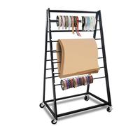 Ribbon Holder Organizer Rack, 15 Tier Double-Sided Metal Ribbon Organizer Freestanding Movable Ribbon Storage, Large Capacity Ribbon Organizer for Craft Room, Cake Shop, Flower Store - Black