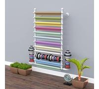 Ribbon Holder Wall Mounted,Extra Large Wrapping Paper Organizer Storage Metal,Scarf Storage Rack Hanging With Mount Bracket,White-100x20x120cm