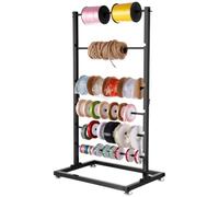 Ribbon Holder with 6 Tiers, Large Capacity Ribbon Storage Rack, Height Adjustable Metal Bobbin Organiser, Ribbon Display Shelf on Countertop, Gift Paper Holder for Flower Shop