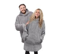 Ribbon Men's Teddy Fleece Oversized Hoodie in Grey Ribbon Grey One Size