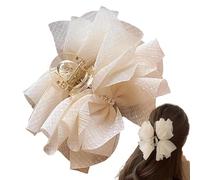 Ribbon Net Hair Claw - Large Durable Clamp Build Strong Secure Lock Feature, Tress Shaping Accessory | Elegant arranging for voluminous delicate strands grooming wardrobe fashion neat counter bay area