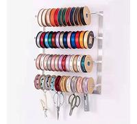 Ribbon Organizer Rack Craft Room Wall Mounted Ribbon Rack Holder Organizer, Flower Wrapping Paper Display Stand Gift Wrap Organizer, Wire Spool Dispenser Metal Scarf Shelf for Retail Home DIY, Towel S