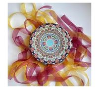 Ribbon Percussion Musical Instrument Tambourine With Streamer Accompaniment Minority Ethnic Groups Accessories(Color-07)