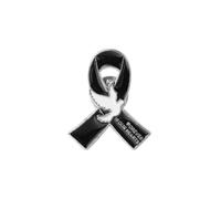 Ribbon Pin, Classic Metal Melanoma Awareness Enamel Lapel Pins Premium Ribbon Pin Brooch Badge for Mourning Remembrance Day Gifts(Black Bird Letter)