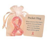 Ribbon Pocket Hug,Breast Cancer Awareness Pocket Hug,Cross with Ribbon Token Card Hug Encouragement Pocket Stress