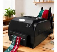 Ribbon Printer with Spool Holder, DIY Foil Stamping Fabric Label Machine Supports 50+ Languages, Print Text Patterns Logos for Bouquet