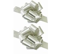 Ribbon Pull Bows Silver 50mm Large Gift Wrap Bows Florist Pull Bows Ribbon for Gift Wrapping Flower Arrangements Gift Baskets Hamper Wedding Cars Party Decorations, Pack of 5