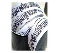 Ribbon Queen 2m x 22mm Musical Notes Sheet Music Black White Quaver Crotchet 25mmGROSGRAIN RIBBON (not wired) FOR BIRTHDAY CAKES WRAPPING HAIR BOWS CARDS CRAFT SHOELACES in branded packaging
