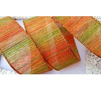 Ribbon Queen Autumn Harvest Fall Wired Wire Edge Trimming Wreath Wedding Bows Gifts Cakes Christmas (Copper Orange Metallic Band 1.5” Wide, 2m)
