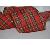RIBBON QUEEN Christmas Stewart Tartan 2.5" Plaid Wire Wired Edge Edged Ribbon (4.5m)