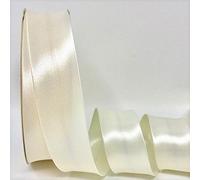 Ribbon Queen Double Fold Satin Bias Binding Tape for Sewing, Seaming, Stitching, Piping, Hemming, Quilting, Patching, Outfits and Crafts - 30mm Professional Quality. (Palest Ivory, 1M X 30MM)