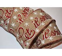 Ribbon Queen Premium Let it Snow Red Glitter Script Wide Wire Edged Burlap Ribbon Christmas, Birthday, Cakes Celebration (4.5m)