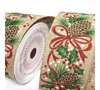 Ribbon Queen Vintage Christmas Pinecones 2.5 Burlap Wire Wired Edged Hessian Jute Ribbon 3m