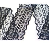 Ribbon Queen Vintage Style Lace Ribbon Trimming Bridal Wedding Scalloped Edge 47mm (Black)