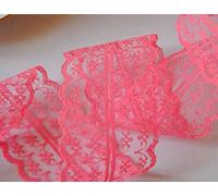 Ribbon Queen Vintage Style Lace Ribbon Trimming Bridal Wedding Scalloped Edge 47mm (Coral Pink)
