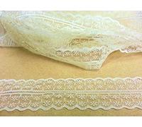 Ribbon Queen Vintage Style Lace Ribbon Trimming Bridal Wedding Scalloped Edge 47mm (Ivory)