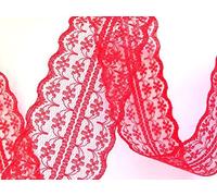 Ribbon Queen Vintage Style Lace Ribbon Trimming Bridal Wedding Scalloped Edge 47mm (red)