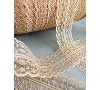 Ribbon Queen Vintage Style Lace Ribbon Trimming Bridal Wedding Scalloped Edge 47mm (Vintage Cream)