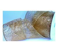 Ribbon Queen Wired Wire Edge Christmas Ribbon 2.5" Wreath Tree Tinsel Bow UK Stockist (5m, Art Deco Gold Glitter Organza)