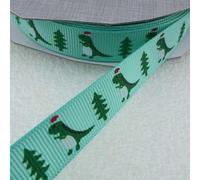 Ribbon Satin Grosgrain 9mm - 22mm Metallic Christmas 25 Types 1 2 4+ Meters 332D, 15mm Mint Dinosaur, 4 Metres