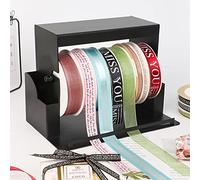 Ribbon Spool Rack Stand and Label Dispenser, Compact Organizer for Rolls and Fan-Fold Labels with Removable Rod, Ideal for Desk Use