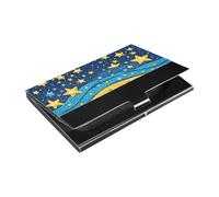 Ribbon Star 4th Of July Independence Day Slim business card holder travel With Leather & Stainless Steel card case for Business Meeting Use