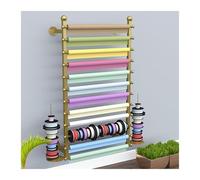 Ribbon Storage Organizer Rack, Wall Mounted Wrapping Paper Organizer, Metal Ribbon Holder for Craft Room, Flower Shop, Gift Wrap Organization