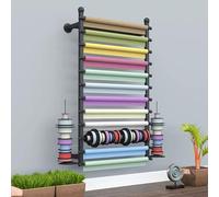Ribbon Storage Organizer - Wall Mounted Metal Holder Rack, 12 Tier Design for Craft Rooms, Flower Shops, Cake Shops, and Gift Wrapping