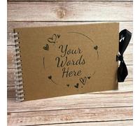 Ribbon Tie A3 A4 A5 Personalised Heart Border Scrapbook Photo Album, White Pages, Wire Binding, 60 Sides, Landscape, 200GSM Card (A4 Landscape)