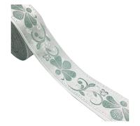 Ribbon Webbing 1Meter Woven Jacquard Ribbon Green Gold Pink Flower Lace Fabric 6CM Wide for Decoration(Green)