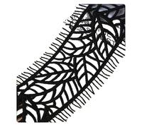 Ribbon Webbing 1yard 6.2cm White Black Leaf Texture Gear Eyelash Embroidery Hollow DIY Dress Decorative Ribbon Lace Party for Decoration(Black)