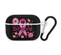 Ribbon with Brave Compatible with Airpod Pro Case PC Scratch-Resistant Drop-Proof Protective Cover with Keychain
