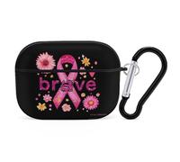 Ribbon with Brave Compatible with Airpod Pro Case PC Scratch-Resistant Drop-Proof Protective Cover with Keychain