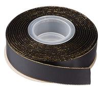 Ribbonitlux 25mm Double Face Satin Ribbon with Gold Edge 22 Meters (030-Black), Perfect for Gift Wrapping, Party Decor, Wedding and Craft