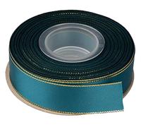 Ribbonitlux 25mm Double Face Satin Ribbon with Gold Edge 22 Meters (347-Teal), Perfect for Gift Wrapping, Party Decor, Wedding and Craft