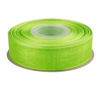 Ribbonitlux 25mm Sheer Organza Ribbon, Apple Green Shimmer Chiffon Ribbon 45M-Roll, Ideal for Wedding Events Christmas Decaration Making Floral Bouquets DIY Crafts