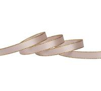 Ribbonitlux 9mm Width Double Face Satin Ribbon with Gold Edge 22 Meters (813-Vanilla), Set for Gift Wrapping, Party Decor, Wedding and Craft