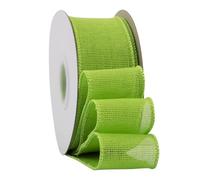 Ribbonitlux Apple Green Burlap Wired Ribbon, 50mm x 18 Meters, Wired Edge Burlap Ribbon for Gift Wrapping, Big Bow, Wreath, and Christmas Tree Decoration
