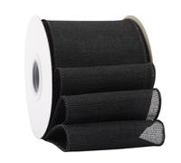 Ribbonitlux Black Burlap Wired Ribbon, 100mm x 18 Meters, Wired Edge Burlap Ribbon for Gift Wrapping, Big Bow, Wreath, and Christmas Tree Decoration
