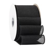 Ribbonitlux Black Burlap Wired Ribbon, 75mm x 18 Meters, Wired Edge Burlap Ribbon for Gift Wrapping, Big Bow, Wreath, and Christmas Tree Decoration