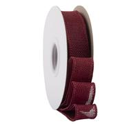 Ribbonitlux Burgundy Burlap Wired Ribbon, 25mm x 18 Meters, Wired Edge Burlap Ribbon for Gift Wrapping, Big Bow, Wreath, and Christmas Tree Decoration