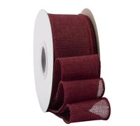Ribbonitlux Burgundy Burlap Wired Ribbon, 50mm x 18 Meters, Wired Edge Burlap Ribbon for Gift Wrapping, Big Bow, Wreath, and Christmas Tree Decoration