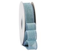Ribbonitlux Island Blue Burlap Wired Ribbon, 25mm x 18 Meters, Wired Edge Burlap Ribbon for Gift Wrapping, Big Bow, Wreath, and Christmas Tree Decoration