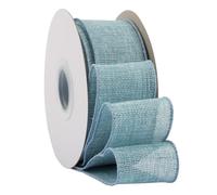 Ribbonitlux Island Blue Burlap Wired Ribbon, 50mm x 18 Meters, Wired Edge Burlap Ribbon for Gift Wrapping, Big Bow, Wreath, and Christmas Tree Decoration