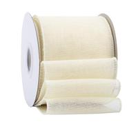 Ribbonitlux Ivory Burlap Wired Ribbon, 100mm x 18 Meters, Wired Edge Burlap Ribbon for Gift Wrapping, Big Bow, Wreath, and Christmas Tree Decoration