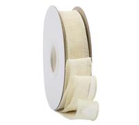 Ribbonitlux Ivory Burlap Wired Ribbon, 25mm x 18 Meters, Wired Edge Burlap Ribbon for Gift Wrapping, Big Bow, Wreath, and Christmas Tree Decoration