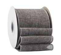 Ribbonitlux Metal Grey Burlap Wired Ribbon, 100mm x 18 Meters, Wired Edge Burlap Ribbon for Gift Wrapping, Big Bow, Wreath, and Christmas Tree Decoration